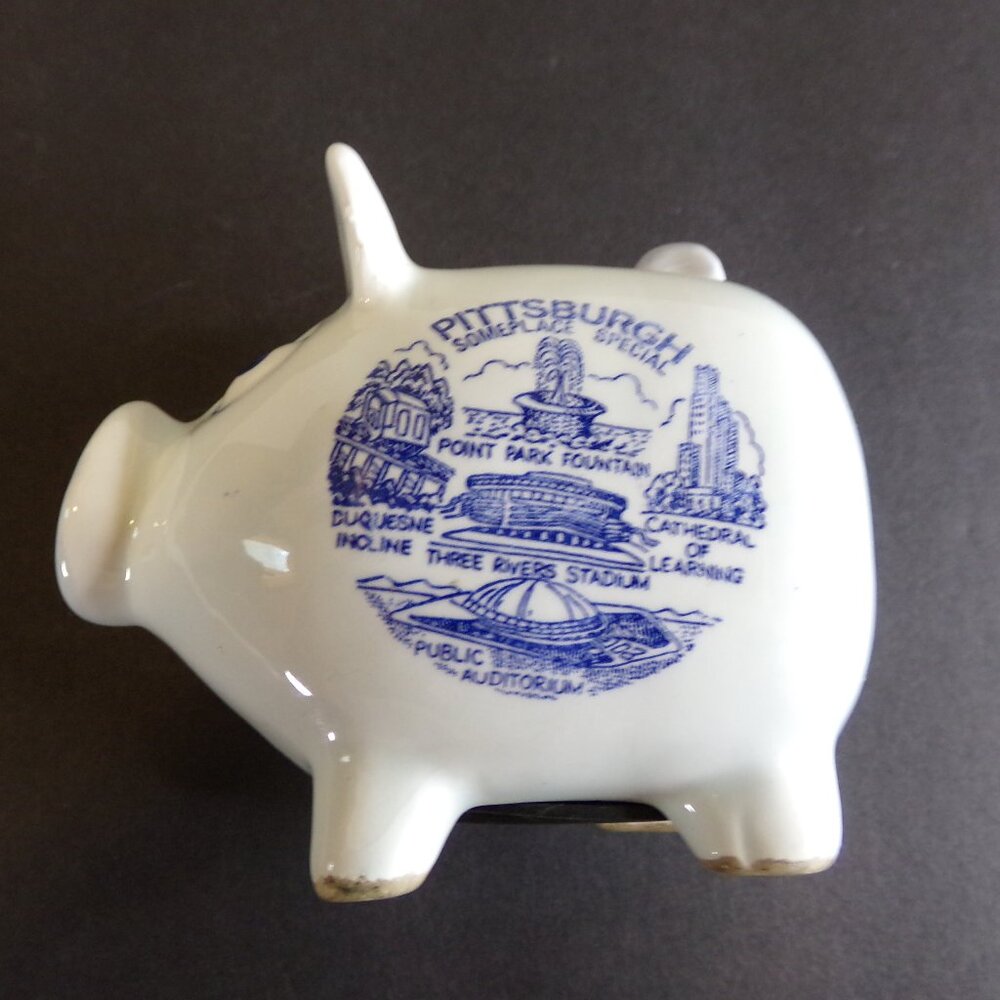 Pittsburgh PA Someplace Special Ceramic Collector Piggy Bank Three Rivers